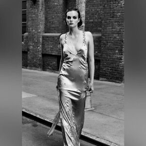 Zara Silver Embellished Maxi Dress